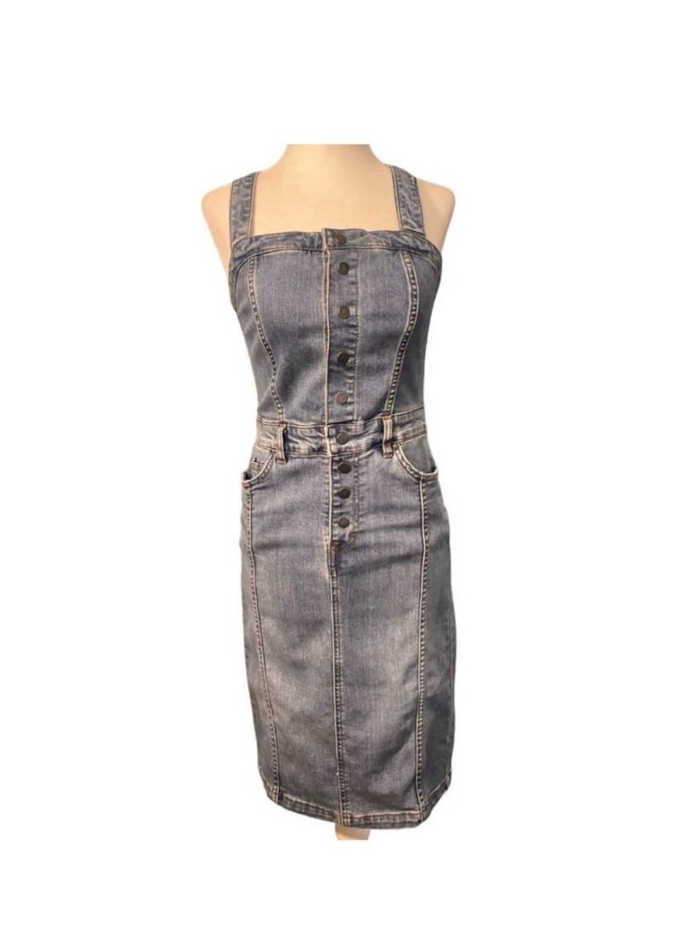 William Rast Denim Button-Front Dress with Adjustable Straps